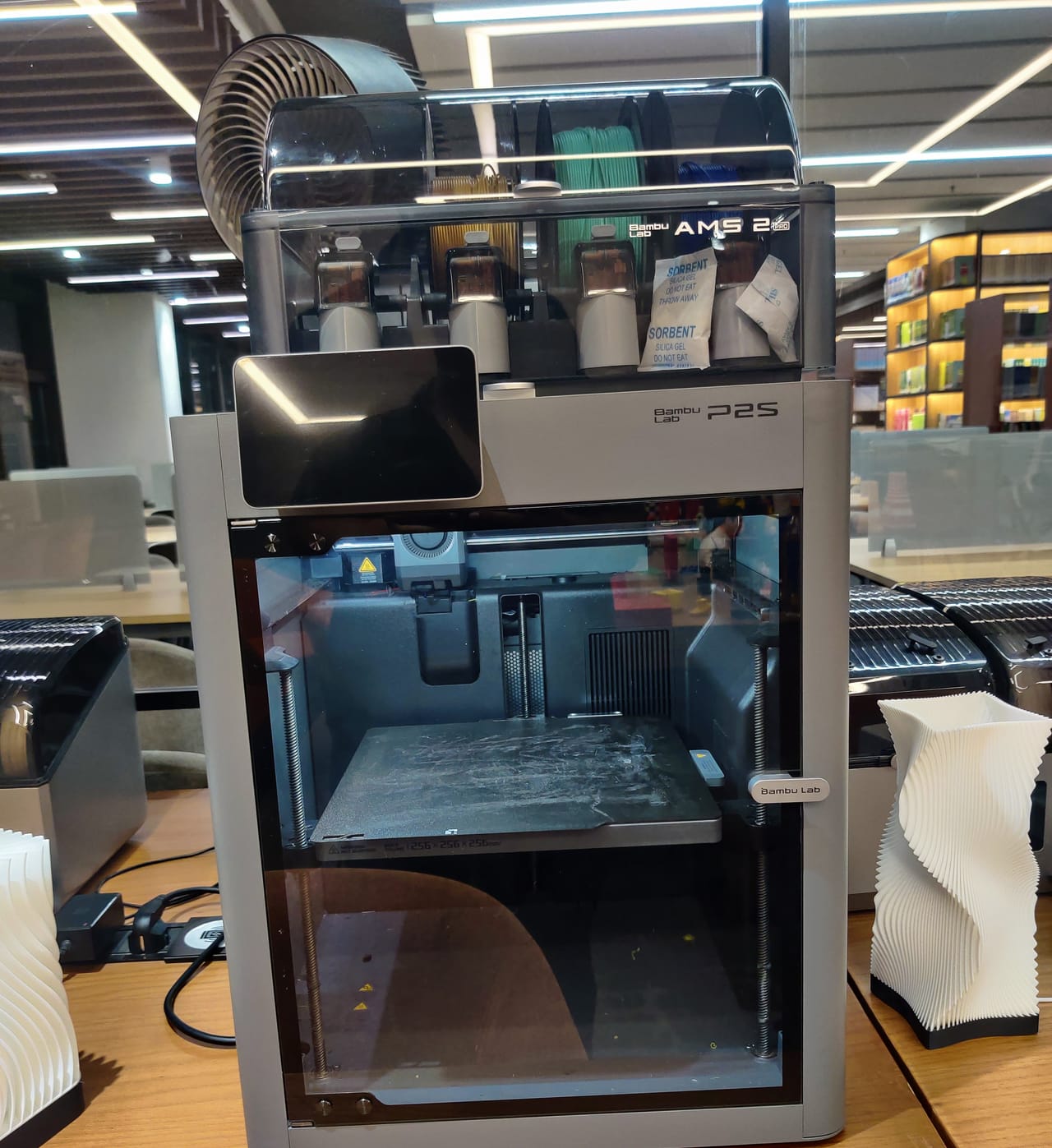Bambu Lab P2S with AMS unit in the Buildspace lab